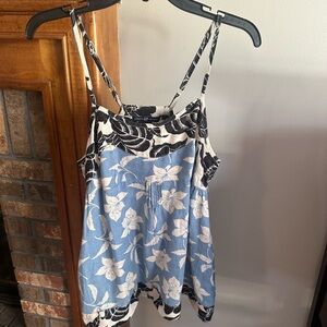 GAP Size MEDIUM Linen Camisole Spaghetti Strap Tropical Top